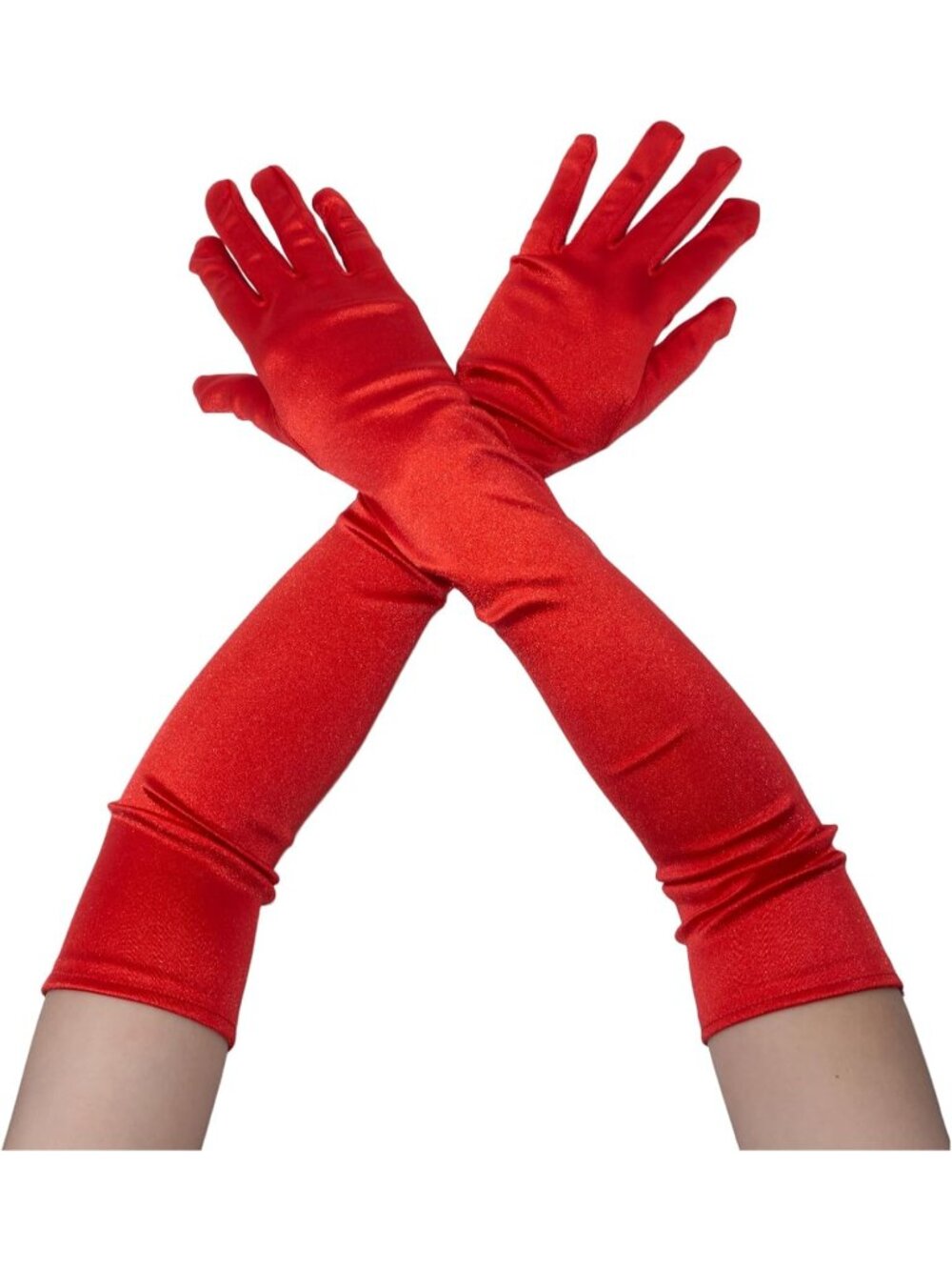 Women Red Elbow Length 1920s Costume Halloween Long Opera Satin Gloves